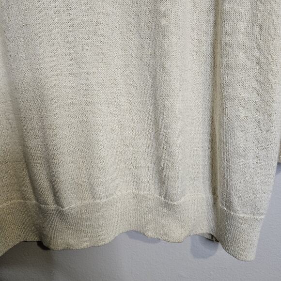Van Heusen Open Weave Crochet Sweater Womens XL Off White Gold Cotton Blend - Picture 5 of 8